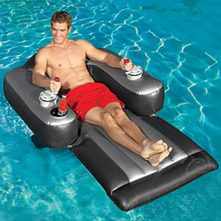 Electric Water Inflatable Floating Lounger Pool Motorized Lounge Chair With Motor Pool Toy for Adults