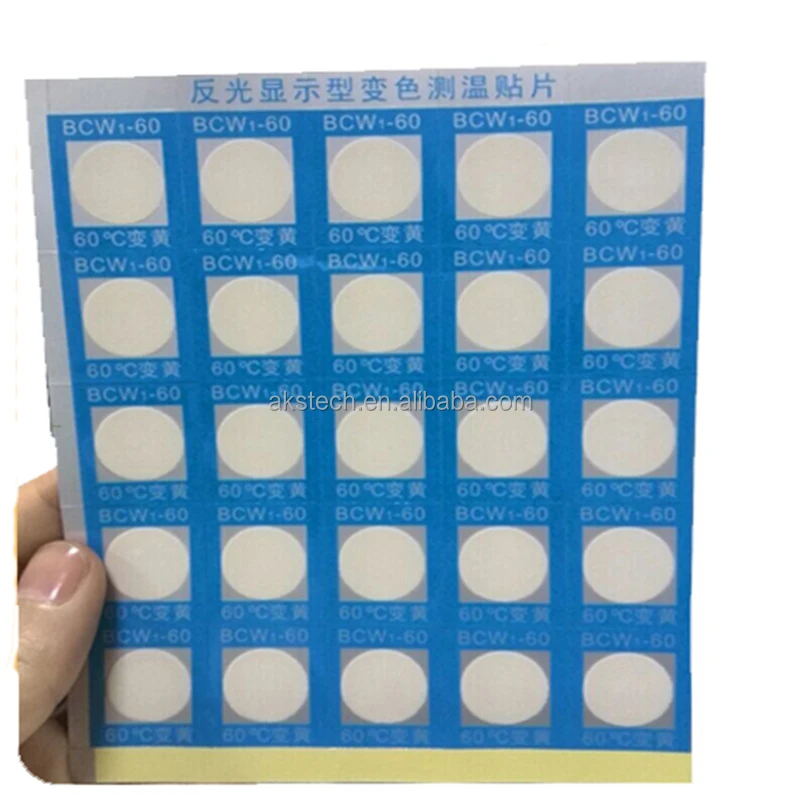 Self adhesive Temperature label 60C 70C 80C 90C 100C irreversible color changing high temperature sticker heat sensitive labels