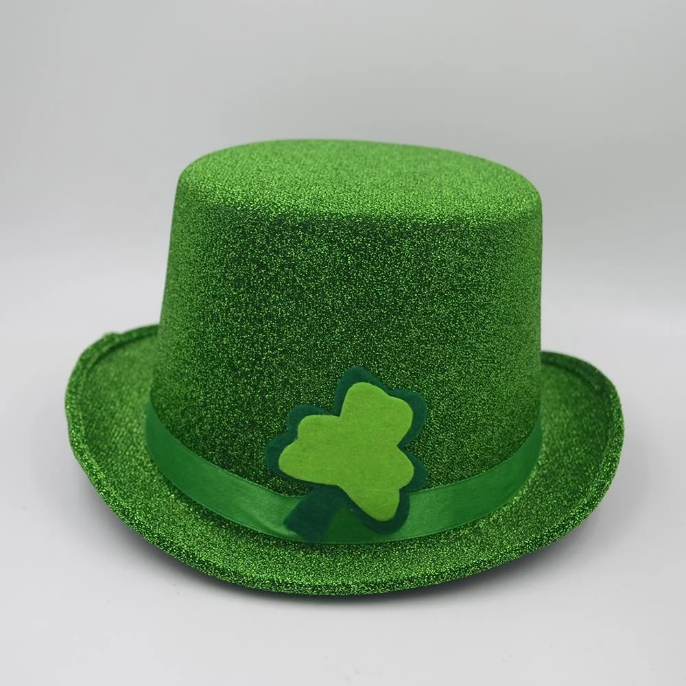 MH-2234 Green leprechaun St Patrick Day costume Irish shamrocks Top Hat