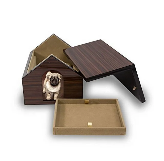 Dog House Wood Pet Urn Medium Holds Up 80 Cubic Inches Ashes Brown  Ashes Engraving Sold Separately dog Urn