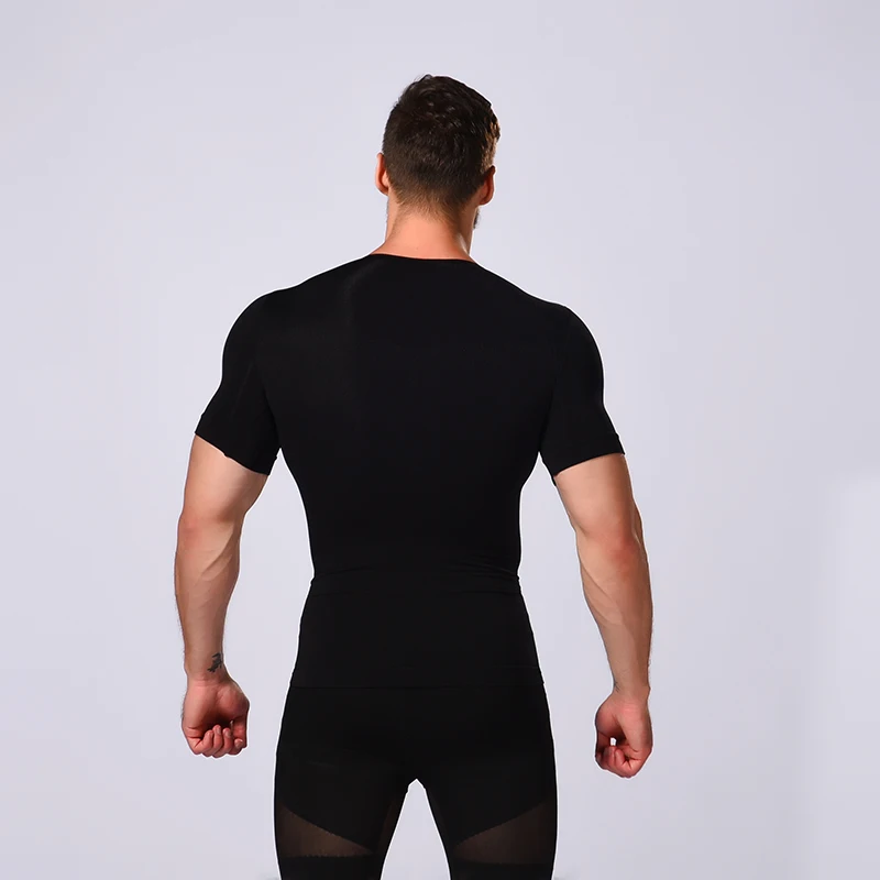 Professional manufacturer wholesale men elasticity breathable slim shapewear fit t shirt