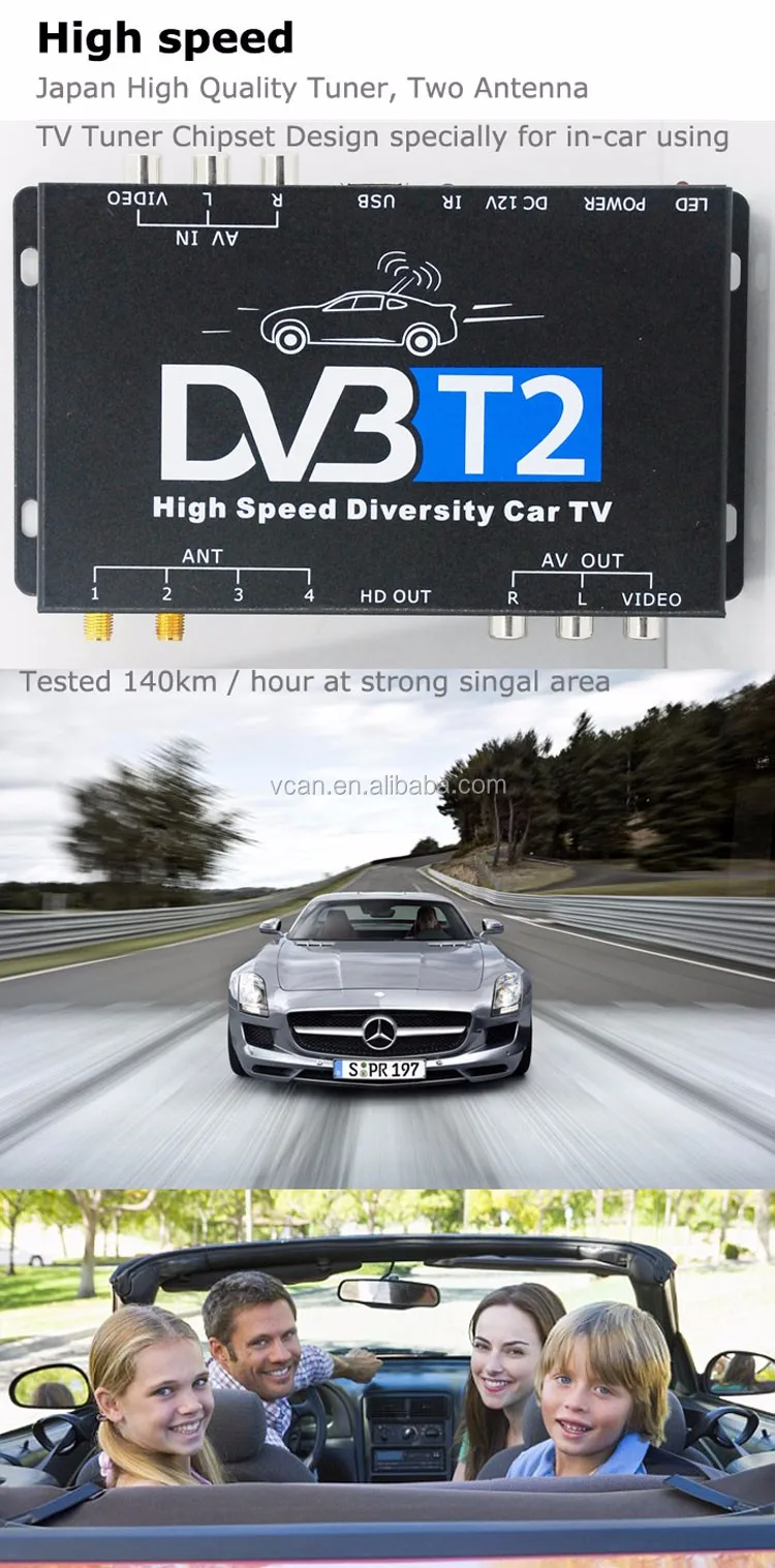 mobile digital dvb t2 car receiver tuner DVB-T221 cable tv set top box MULTI PLP Digital TV Receiver high speed