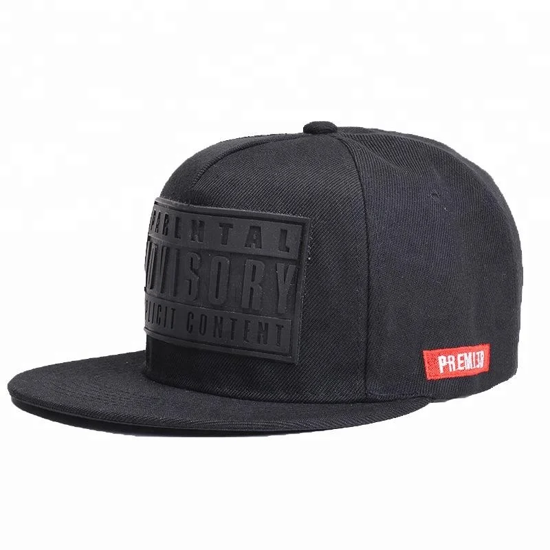 New Style 100% Cotton Flat Brim Cowboy Name Brand Denim Hats 5 Panel Rubber PVC Logo Baseball Cap for Men