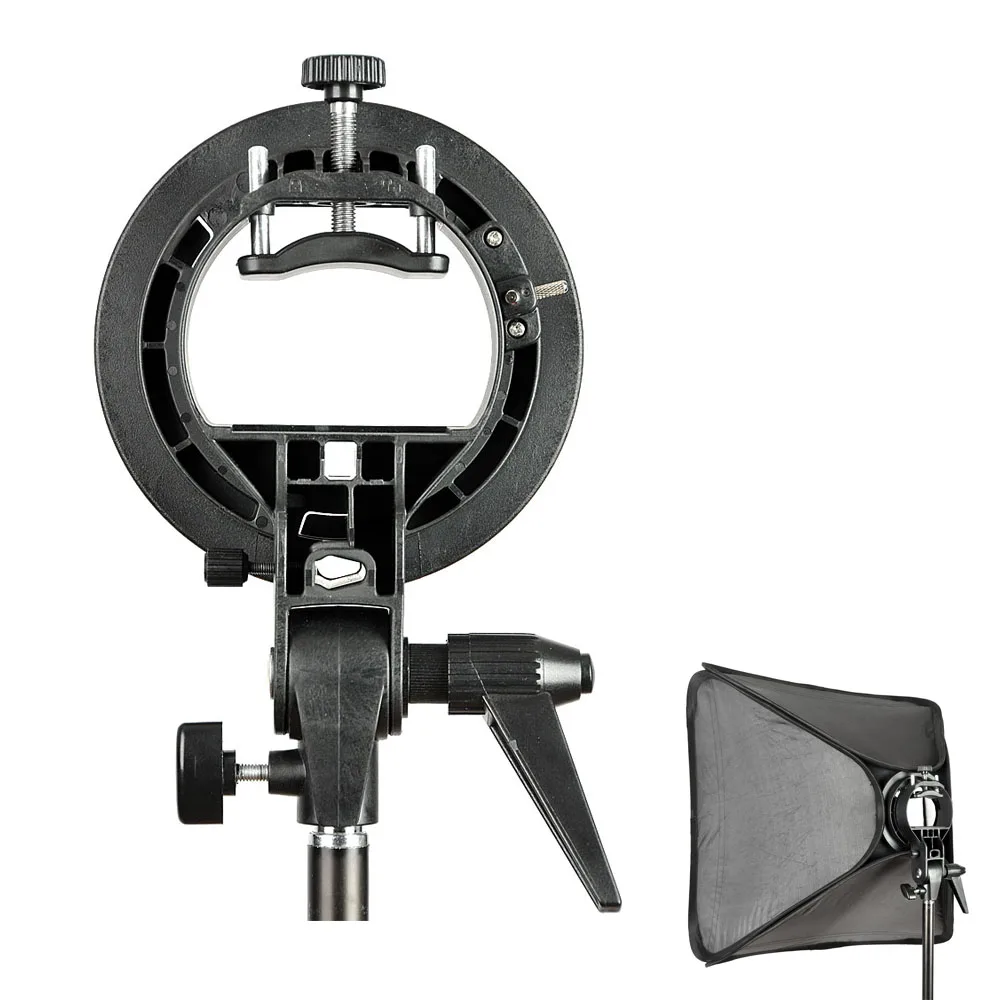for Studio Photography Flash Diffuser S-Type Speedlite Bracket Bowens Mount Holder + 60 x 60cm Softbox