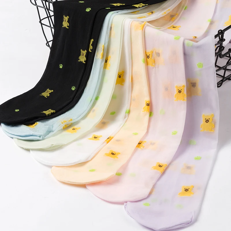 Fine Quality New Summer Hot Pink Kids Polka Cartoon Nylon Soft Children Pantyhose Stocking Child Tights