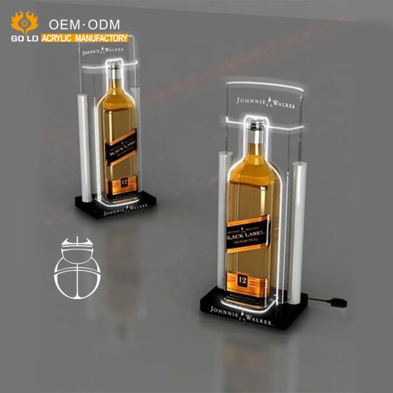 Wholesale Clear Custom Counter Top Led Light Wine Bottle Bar Shelf Led Light Display Stand