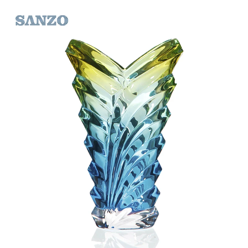 Sanzo Custom Glassware Manufacturer frosted bottle round colour glass vase mini glass vase