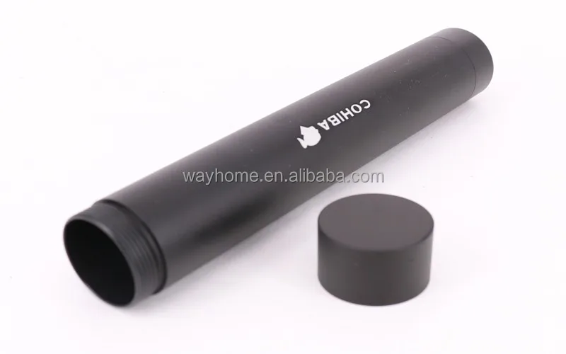Custom LOGO 56 Ring Black Aluminium Single Cigar Tube Cigar Holder  travel cigar tube case CU-031