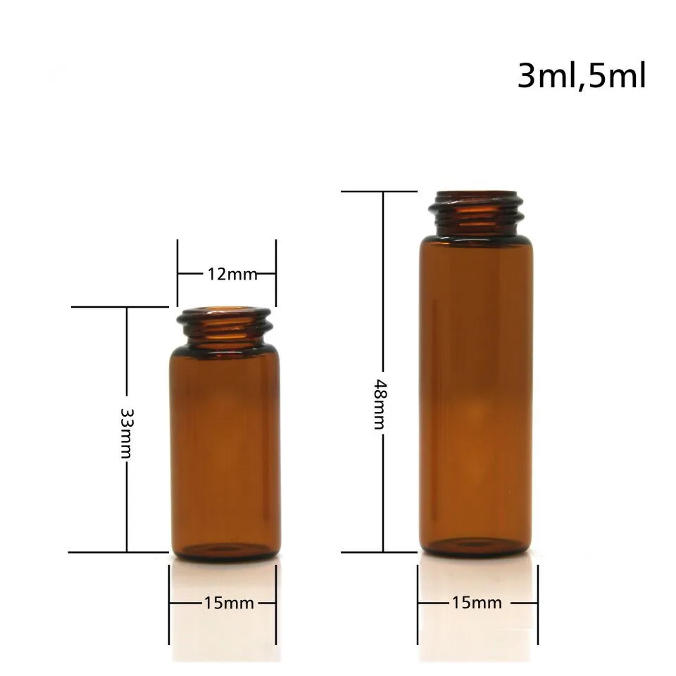 2ml glass vial brown 1ml 3 ml amber clear glass essential oil bottle 5ml blue small sample bottles with reducer and cap