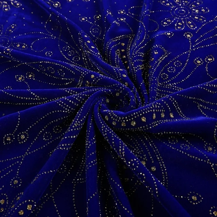 New desgin 100% polyester woven micro foil velvet african dubai 5000 dyed glitter sequins abaya velvet fabric for dress