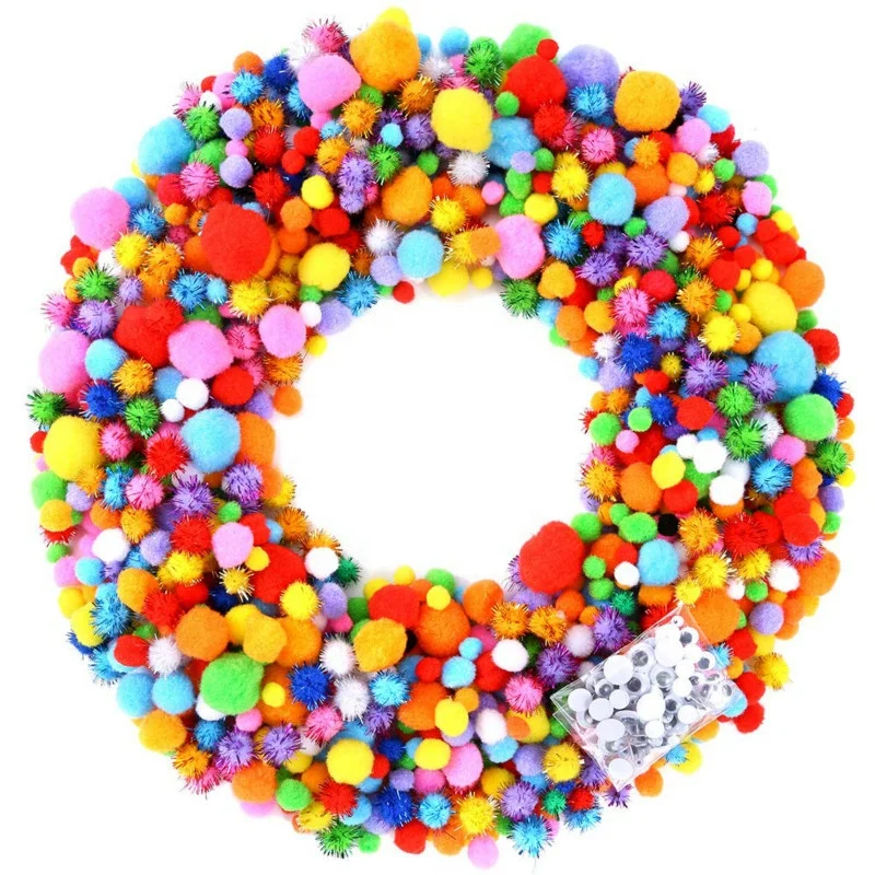 10mm-50mm Color Multicolor Pompoms pom pom Kindergarten DIY Art Craft Materials for Creative Kids Early Educational