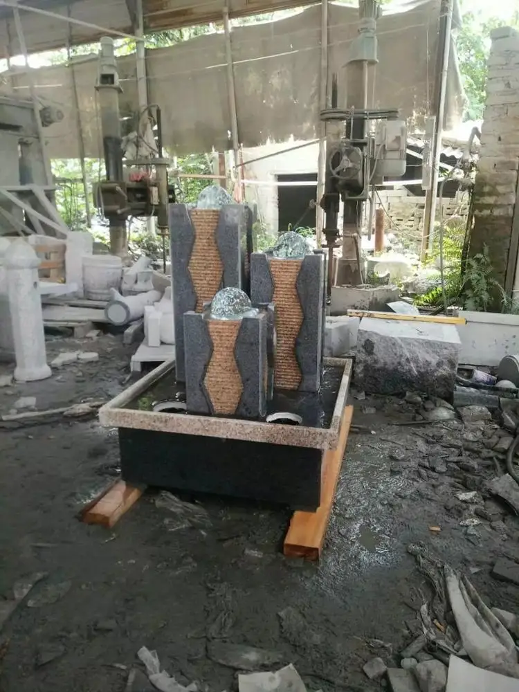 Garden LED light Rolling glass balls stone water fountain