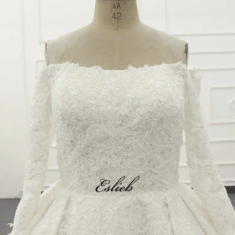 Eslieb SJ026 Elegant Gold Wedding Dresses With Sequins Ball Gown Arabic Luxurious Wedding Gowns dress 2019 Robe