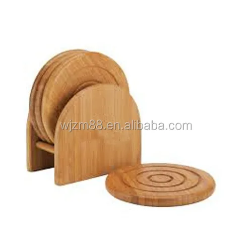 round shaped bamboo coasters set, coffee cup coasters wholesale