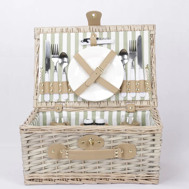 Free Sample Factory Woven  Wicker Picnic Basket With Lid