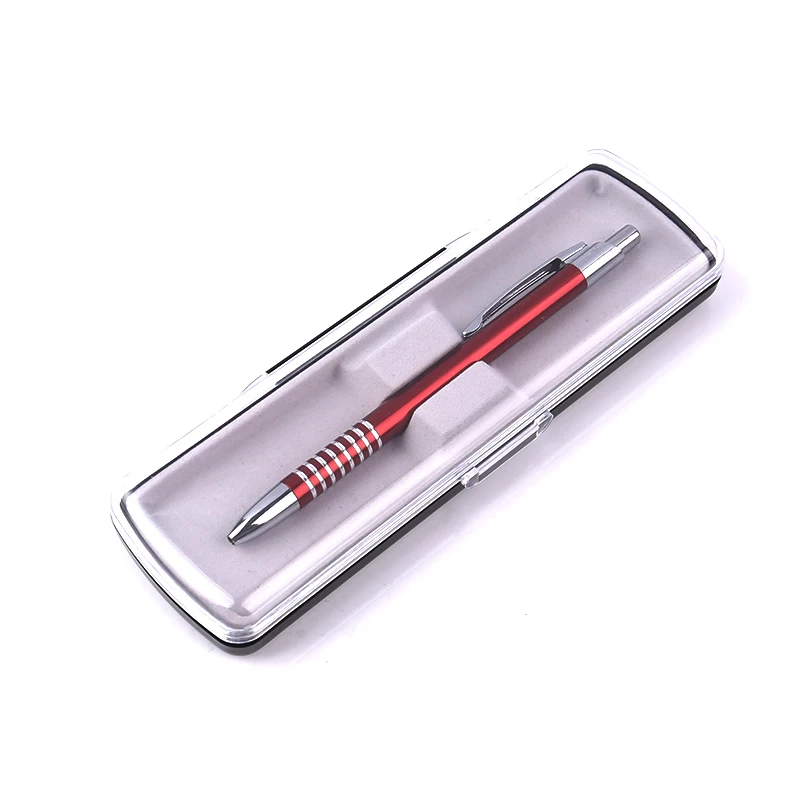 Transparent hard plastic single pen box with PVC Velvet bottom luxury gray gift pen case crystal metal pen pencil NO.0856