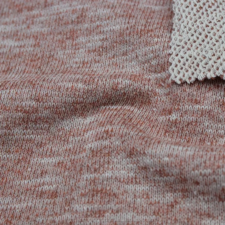 Chengbang manufacture melange cotton spandex yarn dyed blend loop french terry fabric for sweatshirt