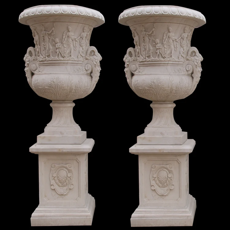 Большой белый декоративный цветочный горшок в китайском стиле ручной работы для балкона