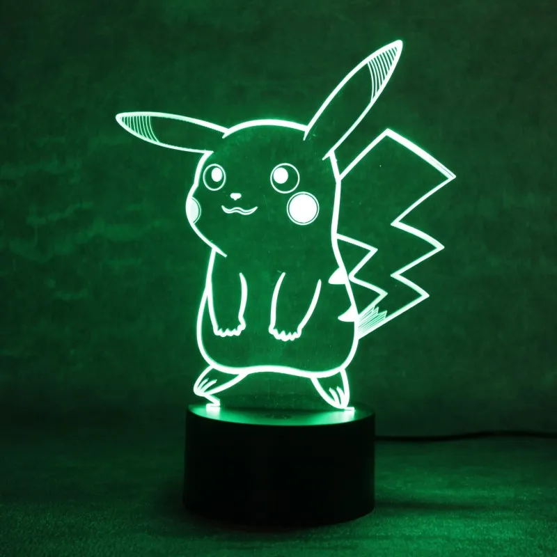 Pokemon Toys EEVEE CHARMANDER SQUIRTLE PIKACHU 3d illusion lamp Color Change