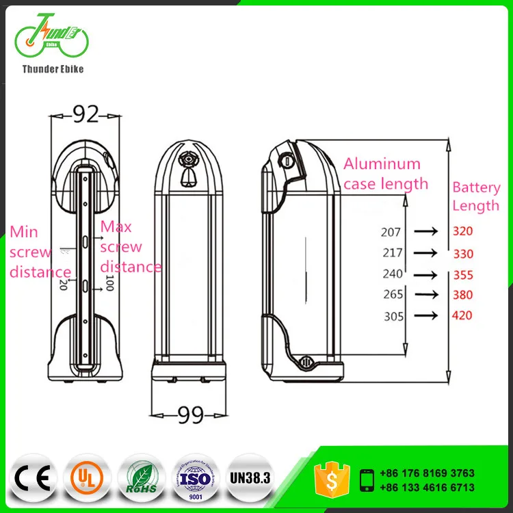 36V 48V Lithium  Electric Bike battery
