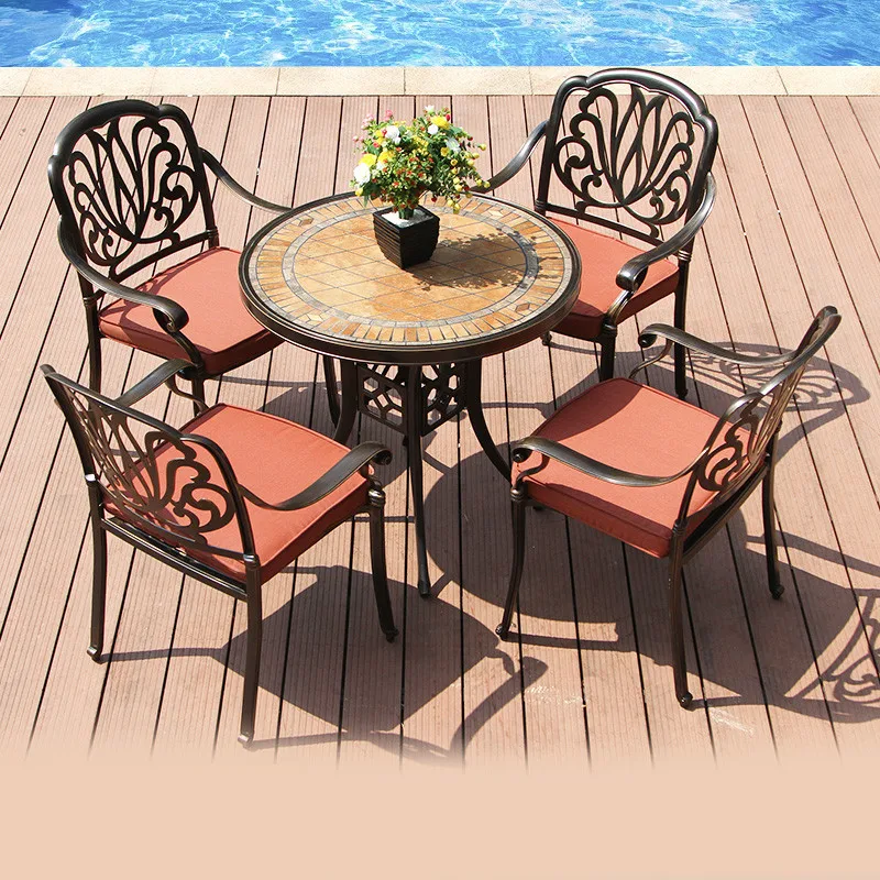 
New modern and vintage style metal outdoor furniture aluminum table chair set patio garden pool furniture leisure coffee relax 