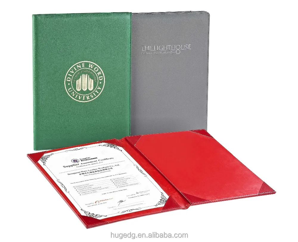 Certificate cover completion diploma cover 9x11.25 inch Factory supply custom honor certificate of confirmation