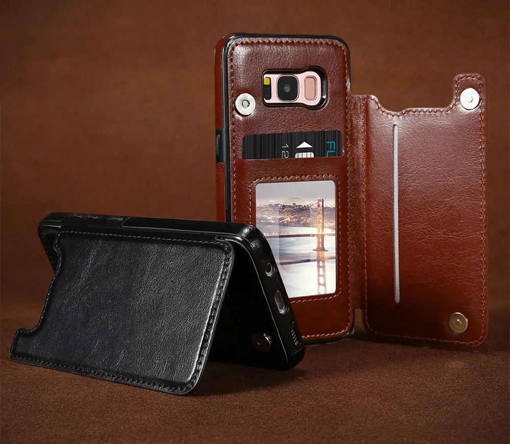Luxury Wallet Case for Samsung Galaxy S9 S8 Plus Case Leather Card Magnet Flip Cover Phone Case for Samsung S7 Edge Note 8 9