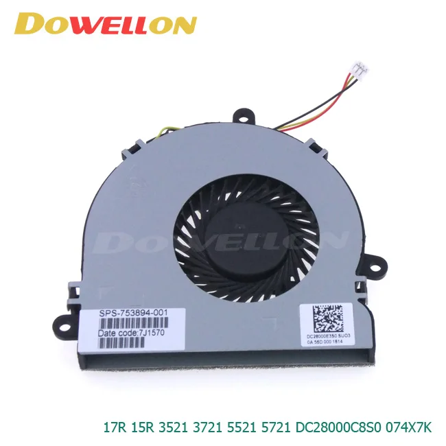 Ноутбук процессора вентилятор охлаждения 5V 0.38A для Dell Inspiron 17R 15R 3521 3721 5521 5721 DC28000C8S0 074X7K