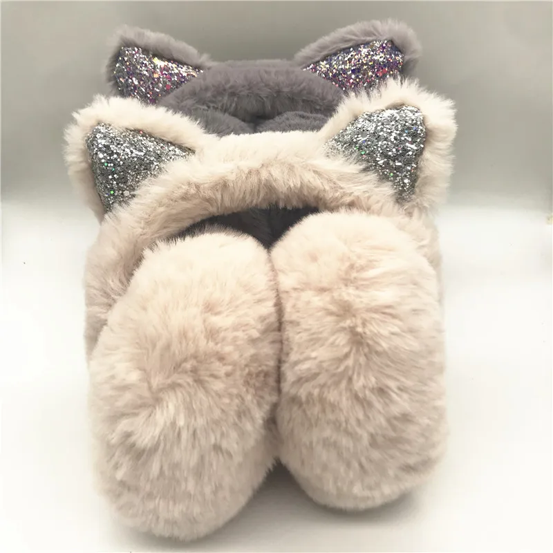 
The new plush with ears is very popular with cat ear girls winter ear muffs 