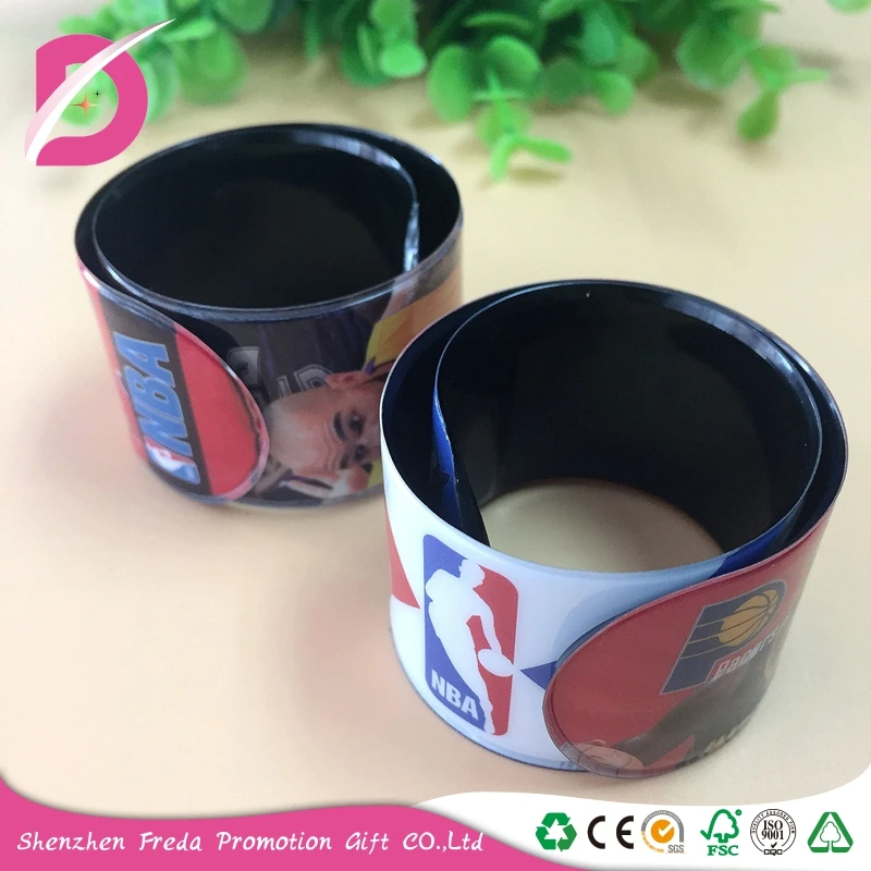
OEM ODM Fashion promotional slap bracelets/ Snap Wristband Plastic PVC Art Illustration Slap Bracelet 