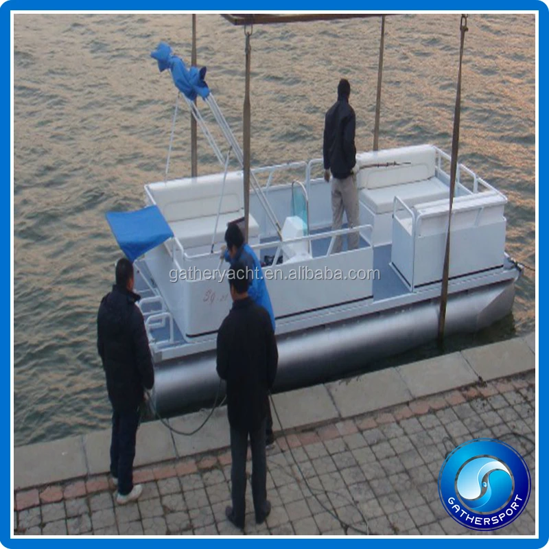 Custom Wholesale Sports Luxury 19Ft Aluminum Floating Pontoons Boats Party Barge Pontoon Boat Furniture With Motor Engines