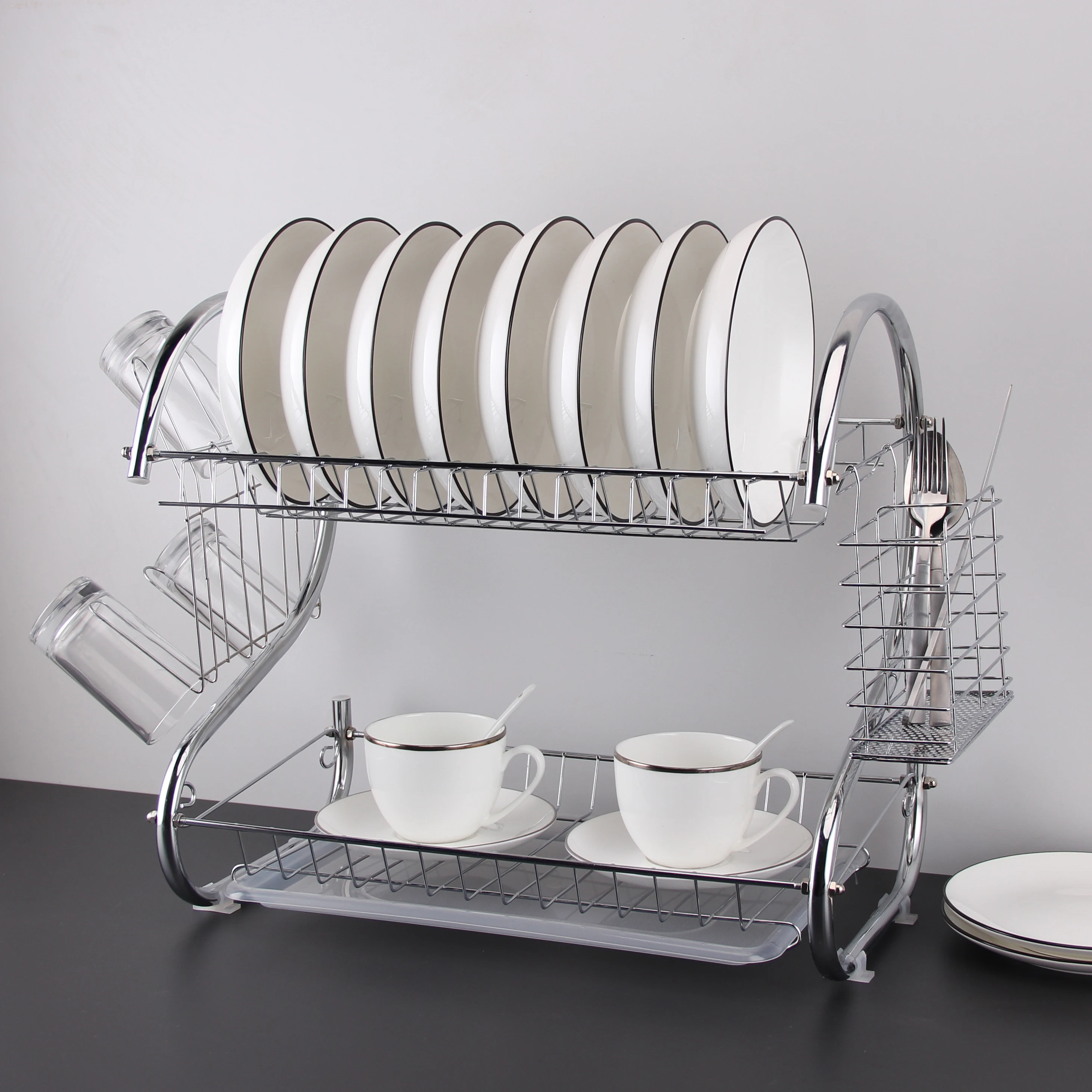 2020 New Products Kitchen Chrome Plated Drying Metal Rack Drainer Dish