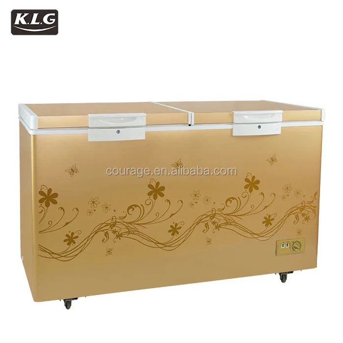 
 400 л верхняя открытая дверь морозильная камера золотого цвета с цветочным принтом  