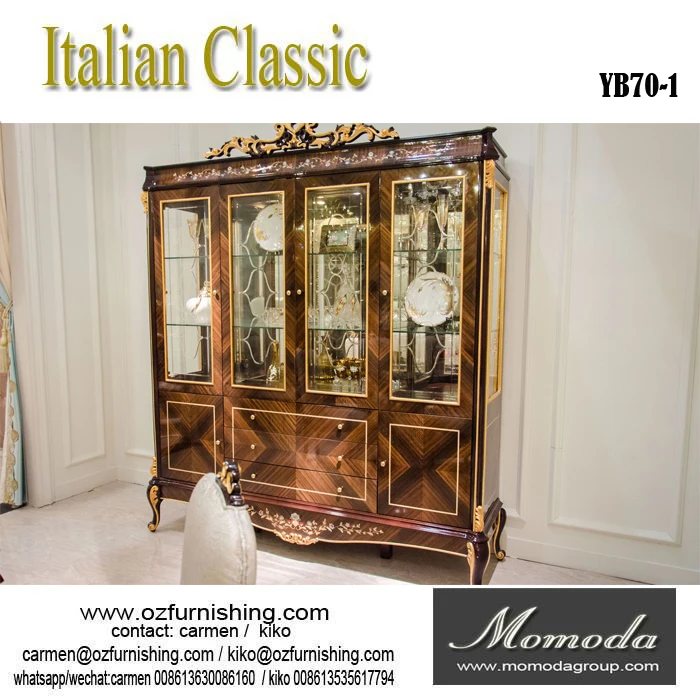 YB70-1antique шкаф из массива дерева со стеклянной дверью в европейском стиле для виллы, домашней мебели