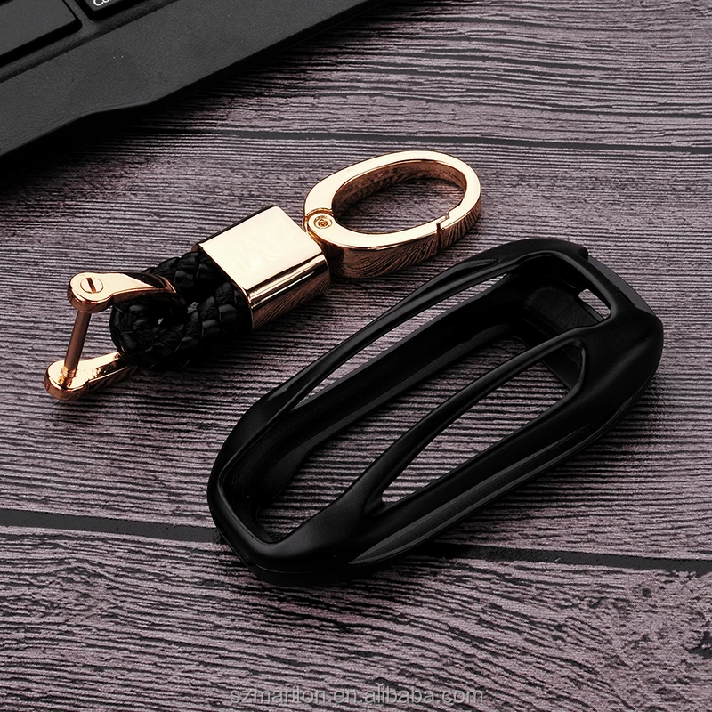 
Silver Hollow Out Key Case for Model X SUV car key leather keychain No logo 