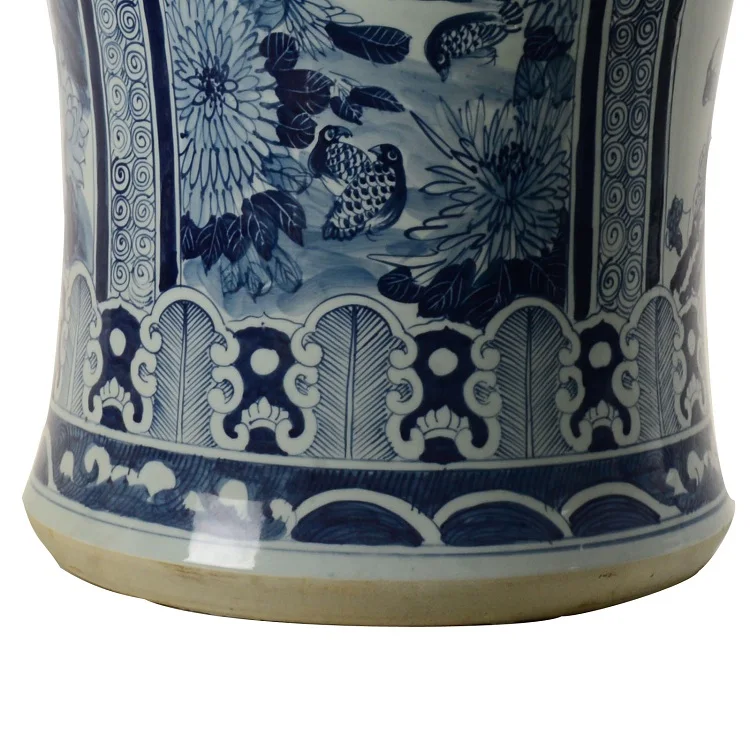 Wholesale custom large Luxury decoration storage Ginger jar Chinese blue and white decorative porcelain ceramic jar with lids