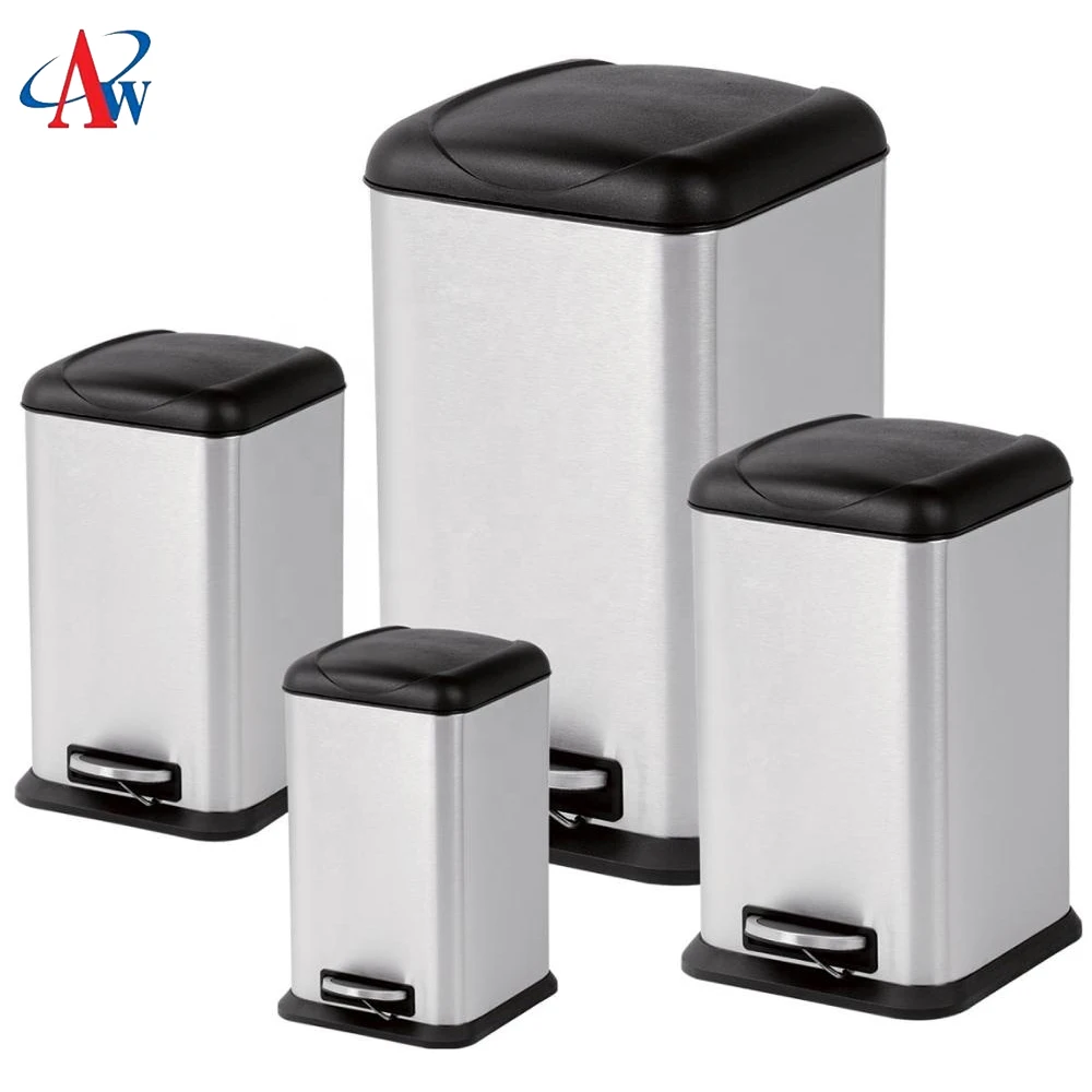 Metal Pedal Waste Bin with Toilet Brush Holder Set Bathroom Toliet Stainless Steel with PP Cover New Stainless Steel,iron