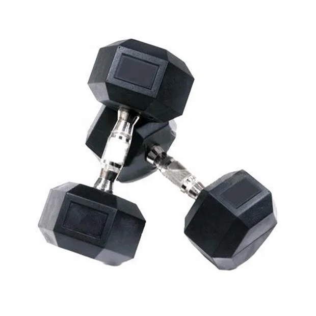 Body-Solid Rubber Encased rubber coated cast iron hex dumbbell set