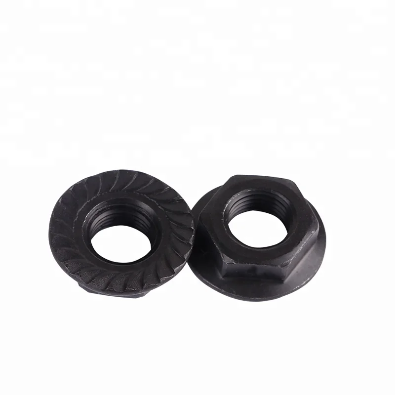 M4 M6 M16 Black Oxide Carbon Steel Hex Flange Nut DIN6923