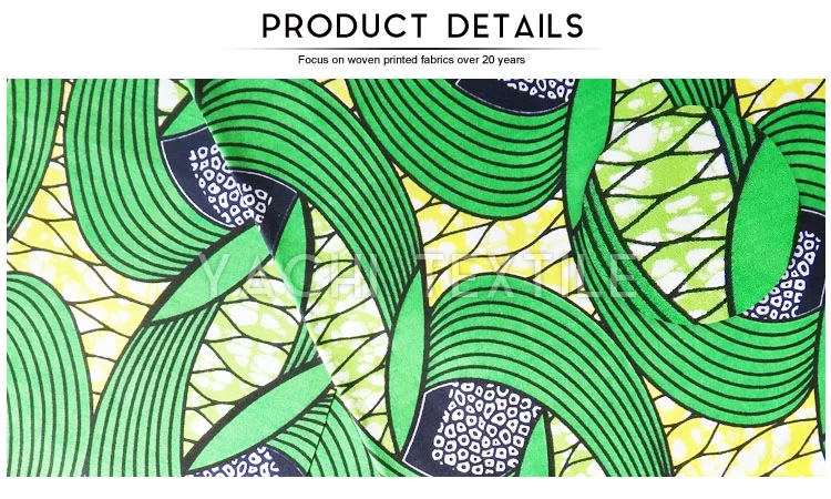 African Wax 100% Cotton Fabric With Leaves
