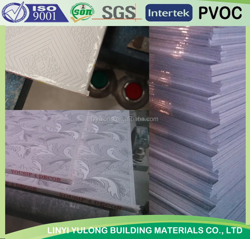 golden pvc laminated gypsum ceiling tiles