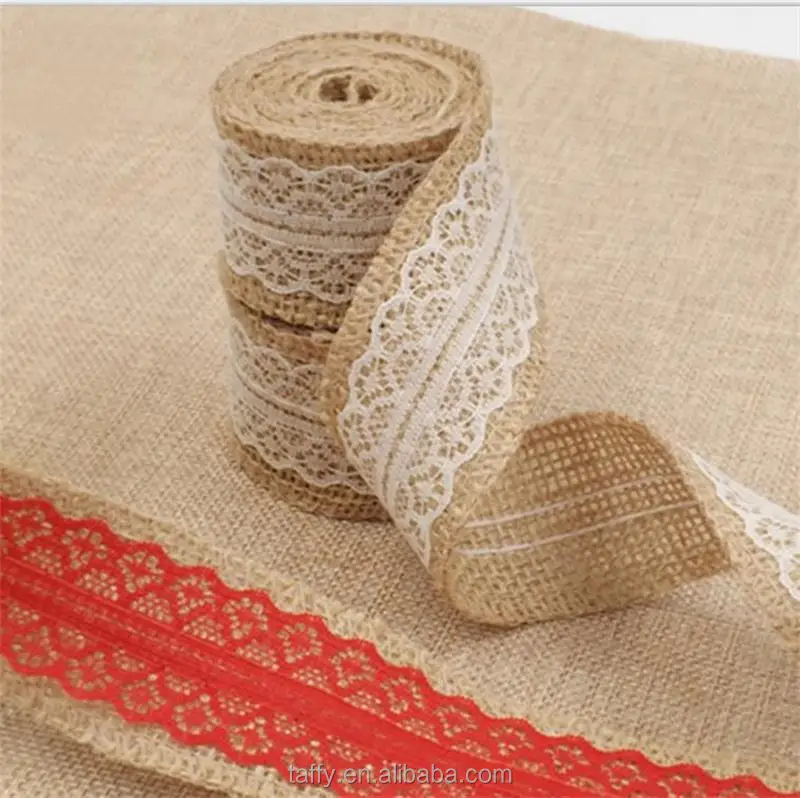 4cm Vintage Wedding Centerpieces Decoration Sisal Lace Trim natural Jute Hessian Rustic Burlap Ribbon