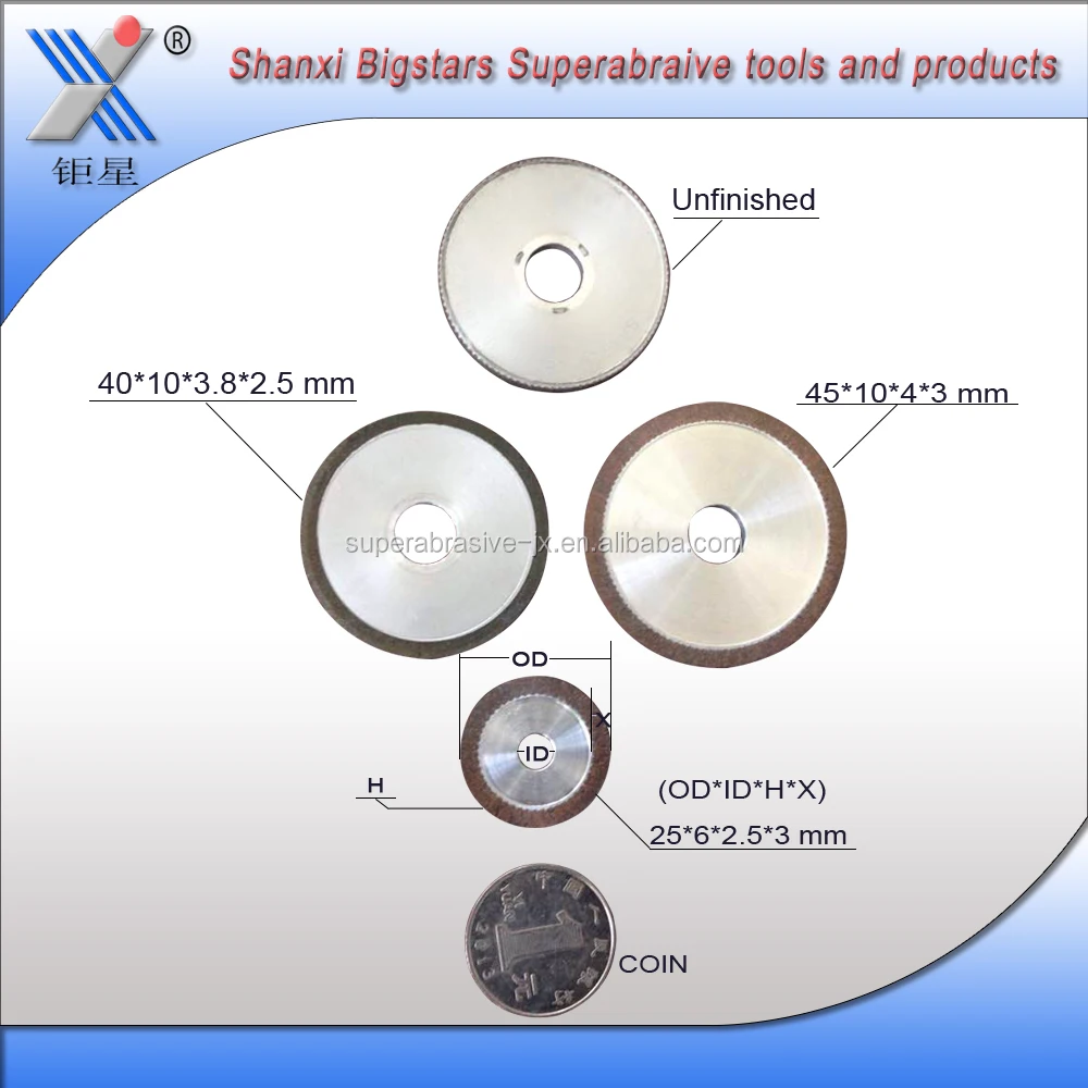 customized 14A1 Diamond CBN grinding cutting wheel for grooved tungsten carbide tools