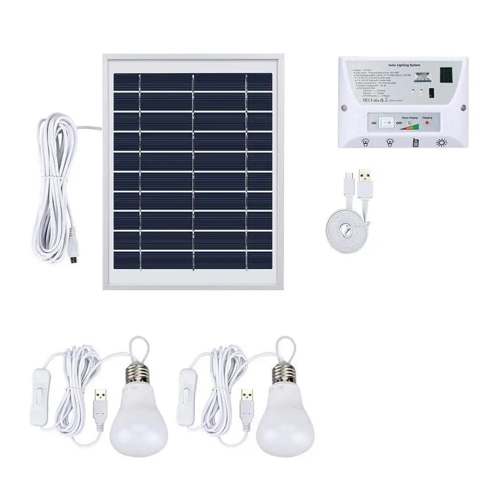 5.5W Solar Panel Outdoor MINI 3.7V Lithium Ion IP65 1w*1pc LED &2w*1pc LED Solar Lighting System for Home