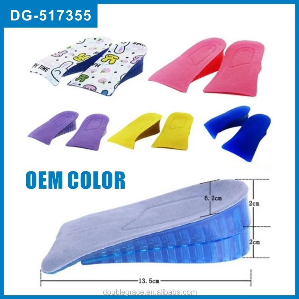 Мужчины женщины ортопедические высота увеличение стельки, невидимый половина силиконовые пусковая площадка ноги обуви лифт