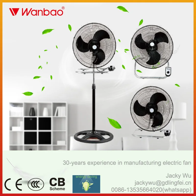 
3 in 1 industrial metal pedestal stand fan with full copper 