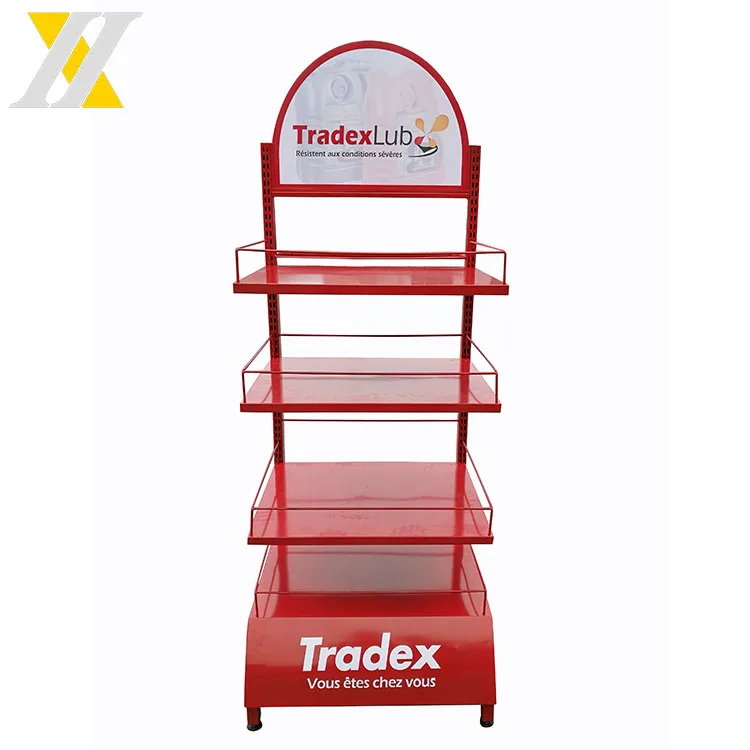 Customized Multi-storey Blue Metal Car Battery Display Rack Store Automotive Battery Display Rack Simple Bubble Wrap and Carton