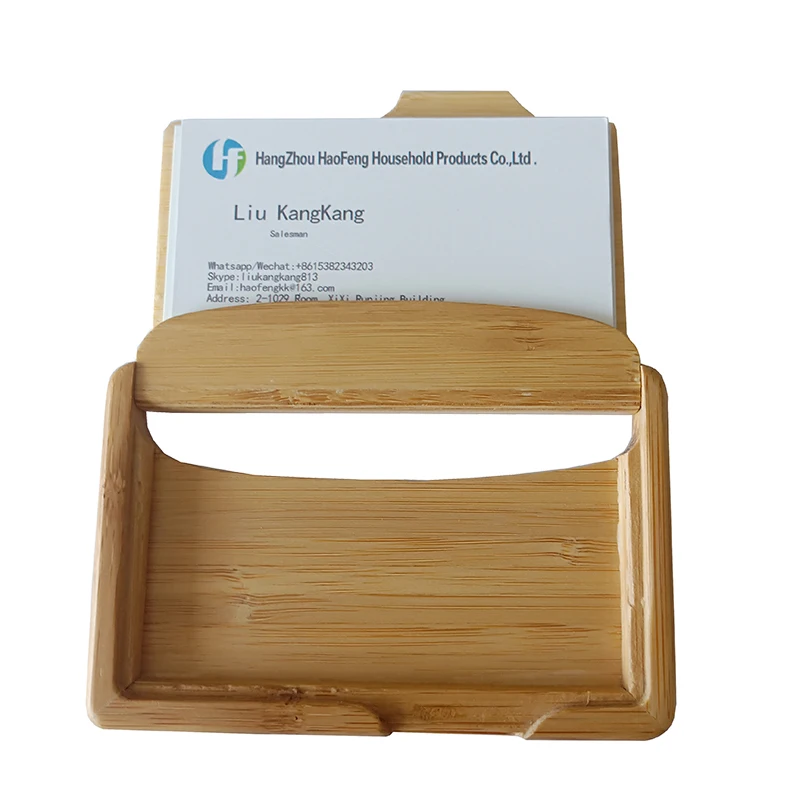 
Factory New Design Salesman Frog Wood Bamboo Carving Business Card Holder 
