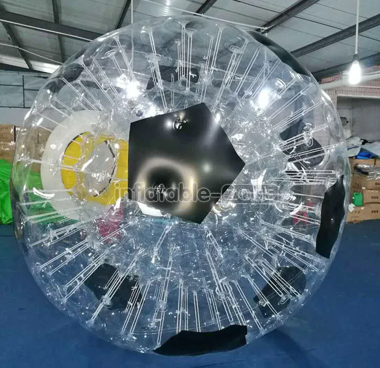 Football shape design inflatable grass zorb ball, transparent zorb hamster ball like a big football