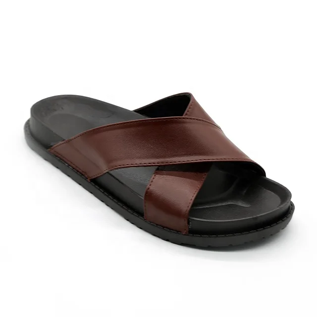 Flat Mens Fashion Leather PU Slippers Sport Sandals